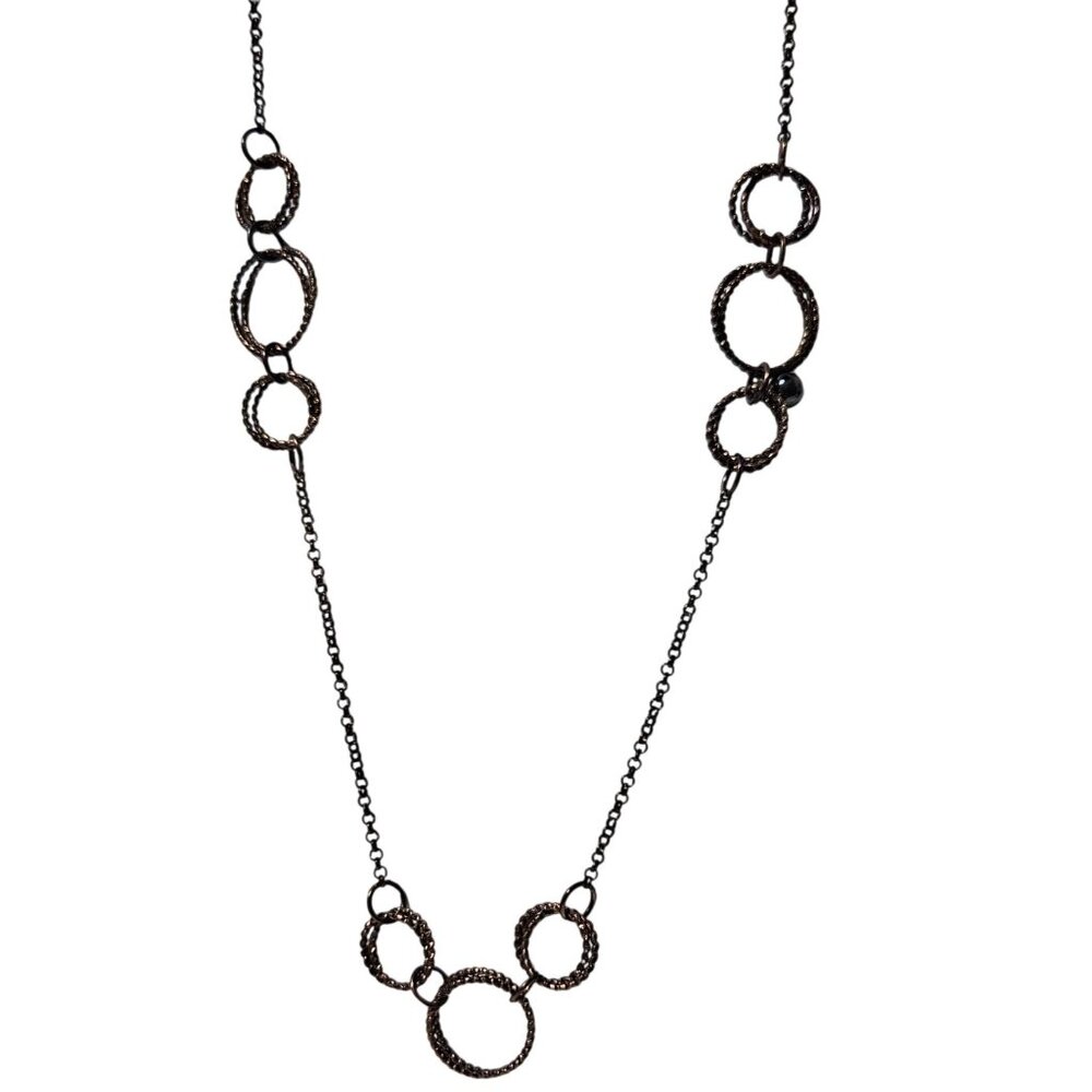 Elegant Bronze Circle Link Necklace Statement Timeless Fashion Jewelry Women